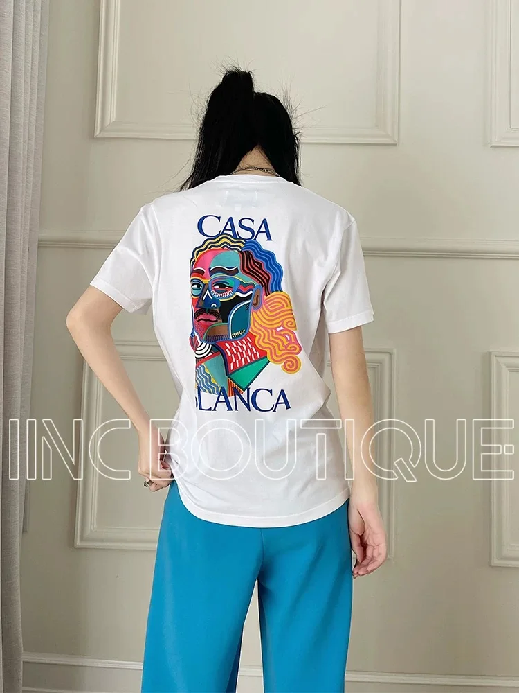 

Oversized Men Women 1:1 Couples Cotton T Shirt Casablanca High Quality Urban Racing Pattern Printed T Shirt