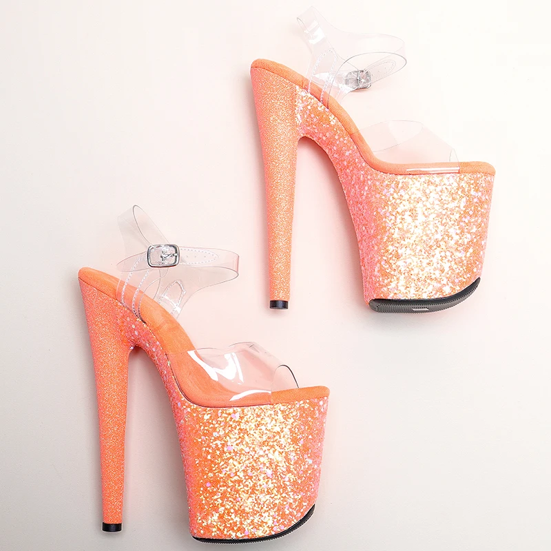Leecabe 20cm/ 8inches   PVC upper  fashion sexy Glitter  platform high heel   sandals  pole dance shoes