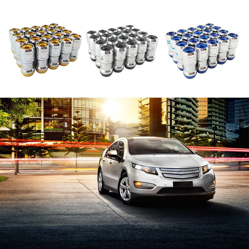 

20 Pieces Carbon Steel Auto Wheel Lock Lug Nut Replacement Solid Color Automotive Vehicle Tire Screw Fastener Gold