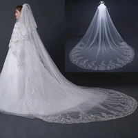 new 2 5 m white ivory cathedral wedding veils long lace edge bridal veil with comb wedding accessories bride veu wedding veil