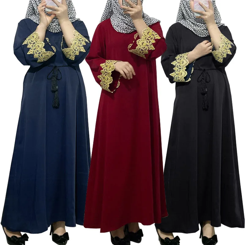 

Eid Party Ramadan Abayas for Fashion Women Muslim Long Maxi Dress Dubai Turkish Kaftan Islam Robe India Modest Gown Belt Clothes