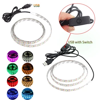 5V LED Strip Lights DIY Lamp 2835 60LEDs/m Flexible LED Tape USB Powered Waterproof LED Ribbon for TV Backlight Home Decoration 2