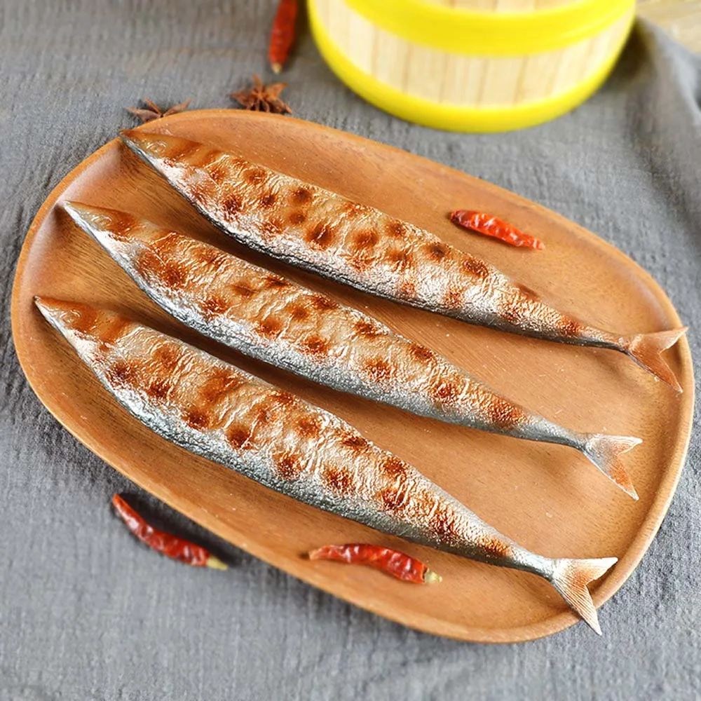 

Simulation Saury Model Artificial Fish Fake Barbecue Ornaments Saury Seafood Window Dishes Decorations Food Props