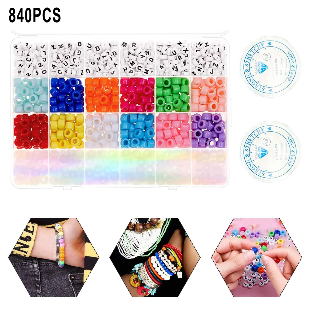 

840Pcs Polymer Clay Beads Set Czech Charm Letter Spacer Bead For Jewel Making Accessories DIY Necklace Bracelets Beads Tool Kit