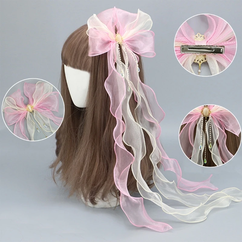 

Big Bows Hair Clip Long Ribbon Hair Clip Bows Barrettes Ponytail Clip Bows hairpin Bowknot Hair Clip Hair Accessories