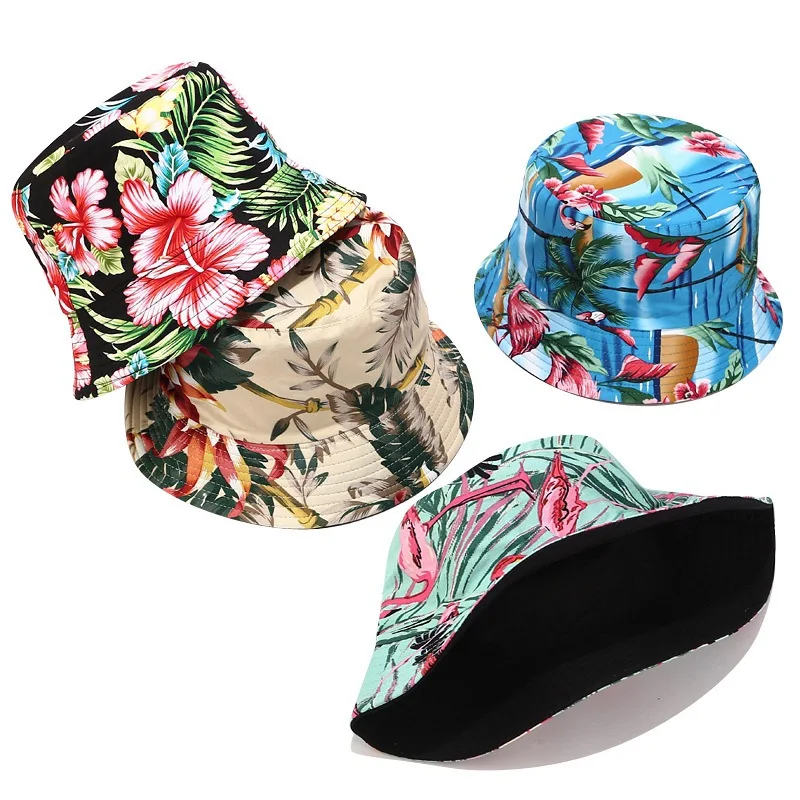 

Hot Sale Plant Animal Printed Bucket Hat Women Double-Sided Available Bucket Hat For Men Travel Leisure Fashion Fishing Hats