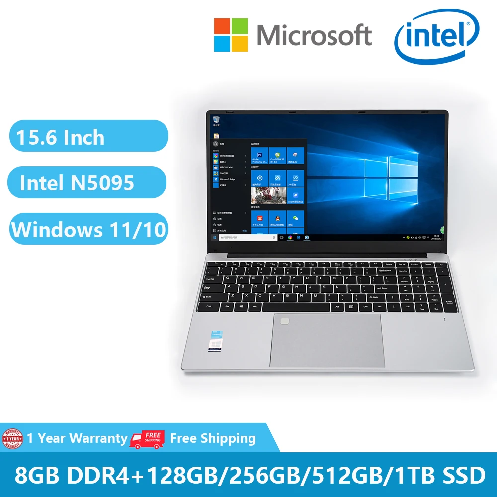 2022 Student Notebook Windows 10 Education Laptop 15.6 Inch 11th Gen Intel Celeron N5095 8G RAM 1T SSD Dual WiFi Gamer Netbook