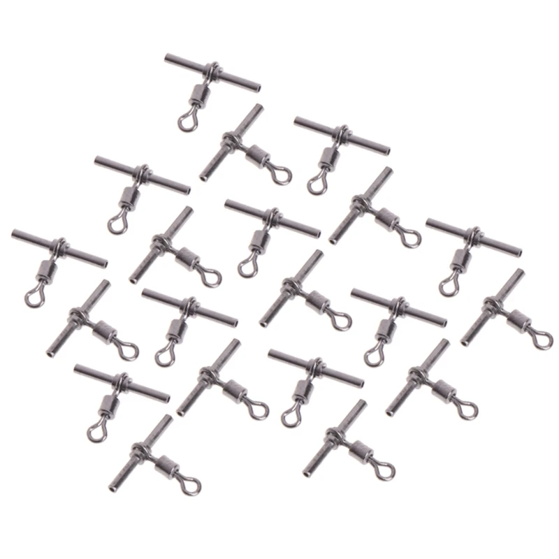 

20Pcs T-shape Fishing Swivel Fish Barrel Cross-line Brass for Head Fishing