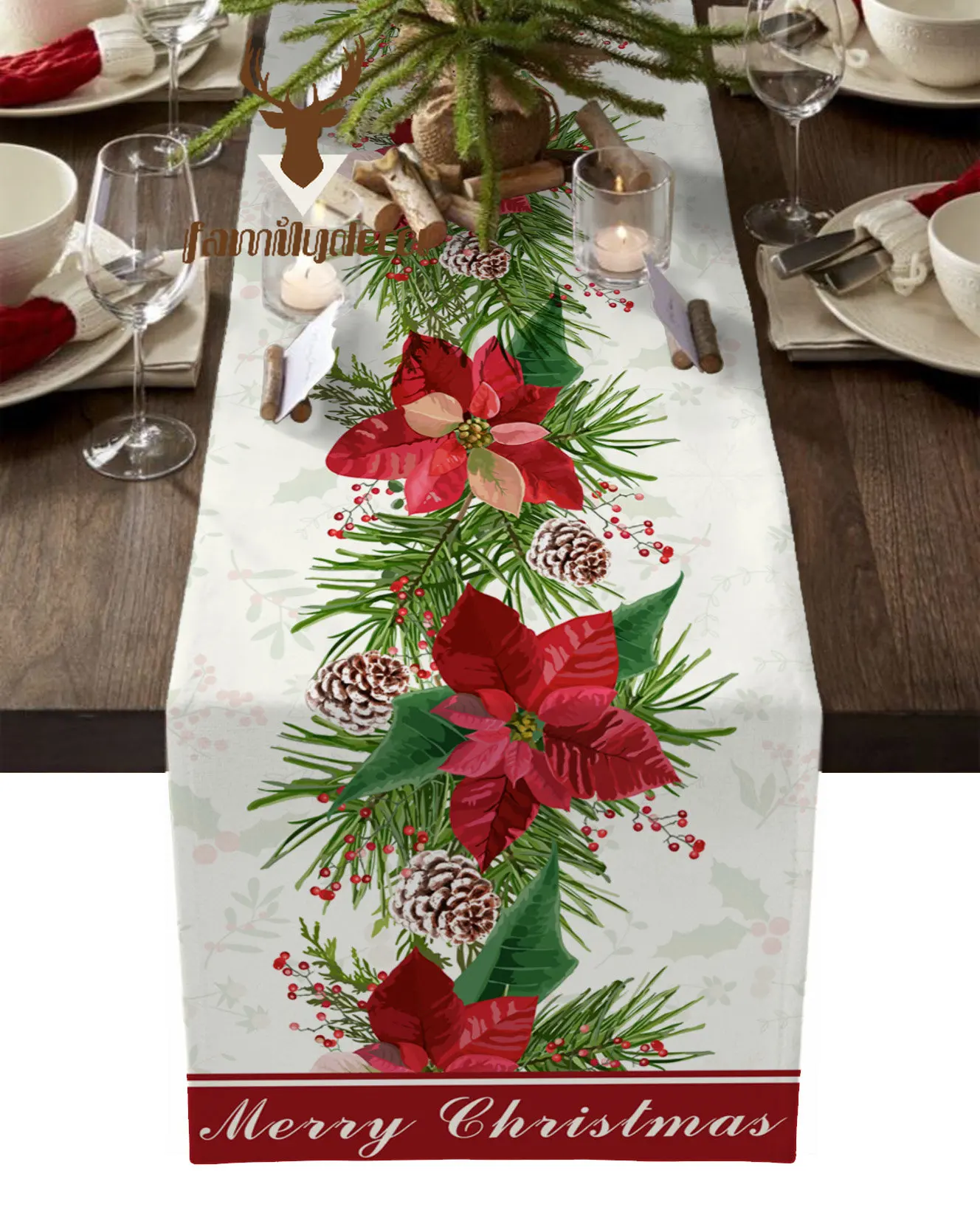 

Рождественская Цветочная сосновая скатерть для обеденного стола, домашний Свадебный Роскошный декор, кухонная скатерть с принтом, скатерт...