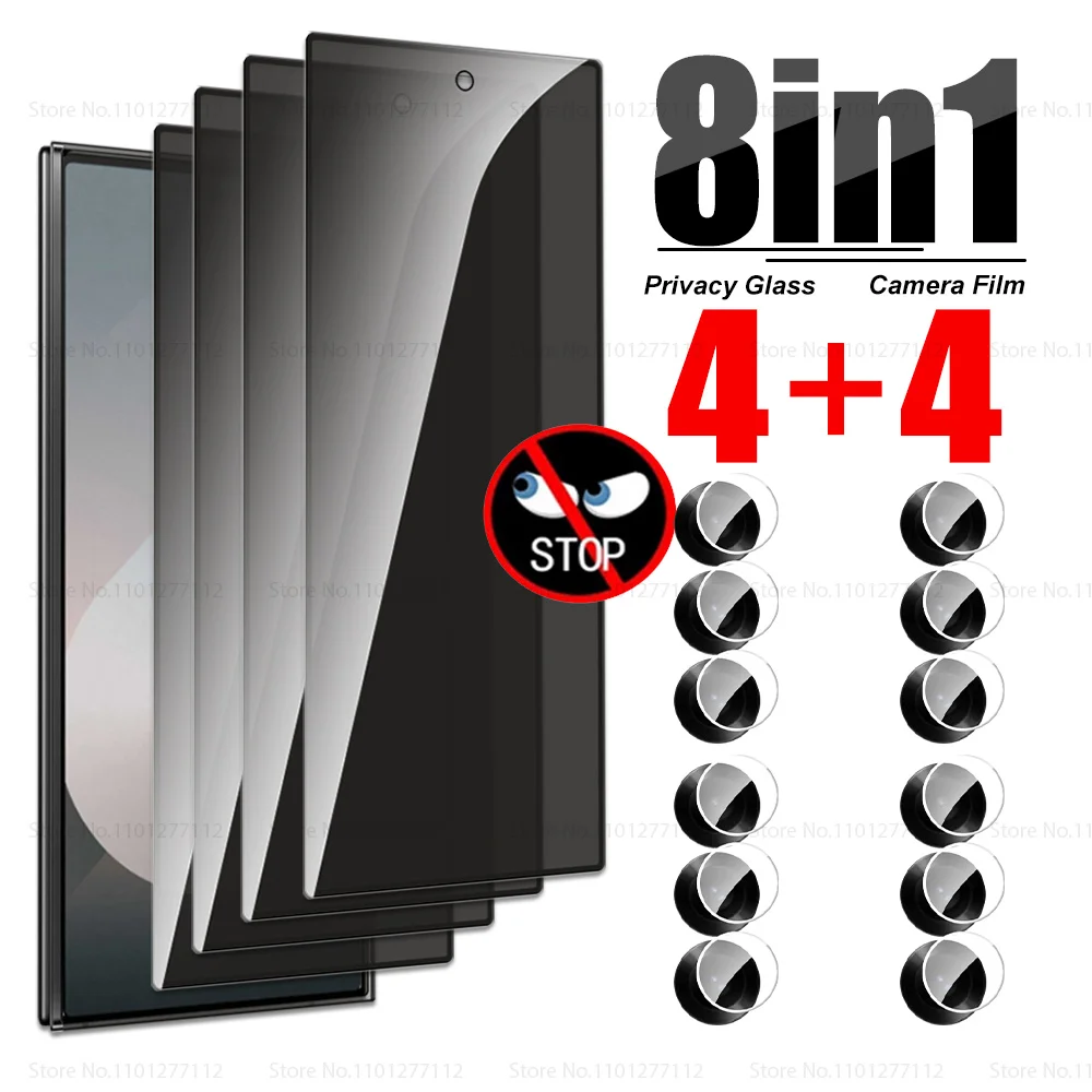 S24Ultra Privacy Glass 8To1 для Samsung Galaxy Z Fold6 Камера Закаленное стекло SamsungZFold6 ZFold6 Fold 6 5G 9H