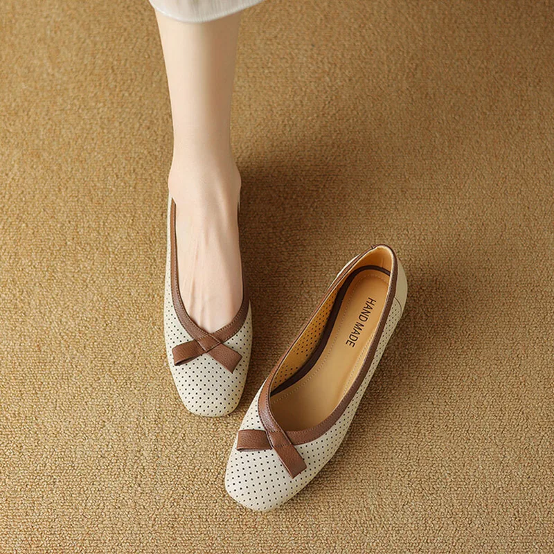 Phoentin Элегантные женские босоножки с открытыми отверстиями на среднем каблуке 3