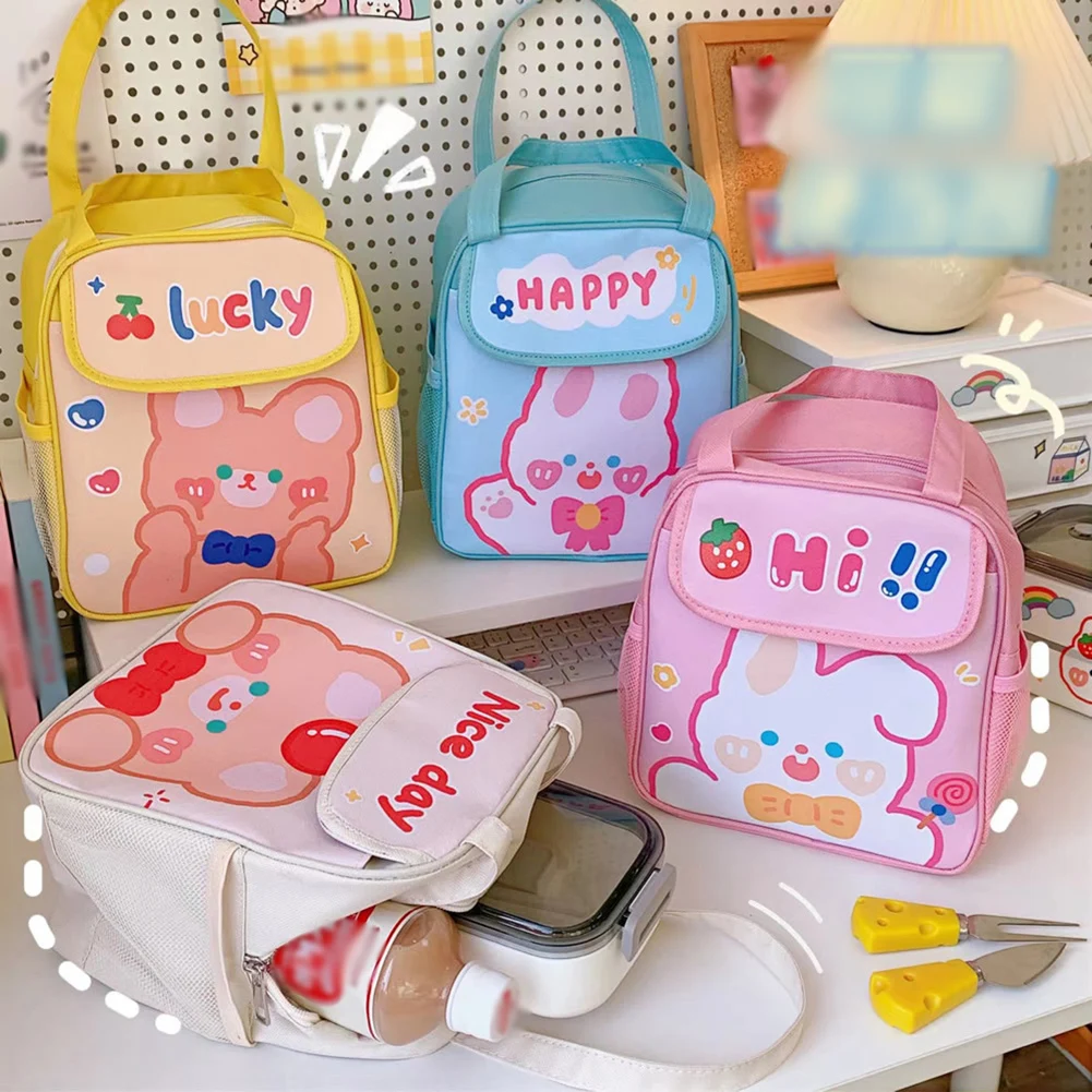 

Thermal Lunch Dinner Bags Canvas Cute Handbag Picnic Travel Breakfast Box School Child Convenient Lunch Bag Tote Food Bag