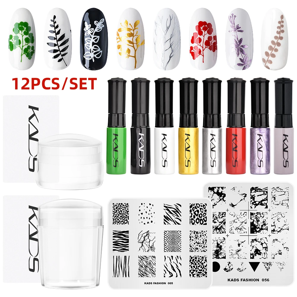 Ногтей Штамповка Польский Набор Черный Белый Штамп Печати Лак Искусство