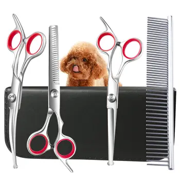 Dog Grooming Scissors Professional Stainless Steel Pet Hair Cutting Shears Safety Round Tip Pet Grooming Scissors Kit 1