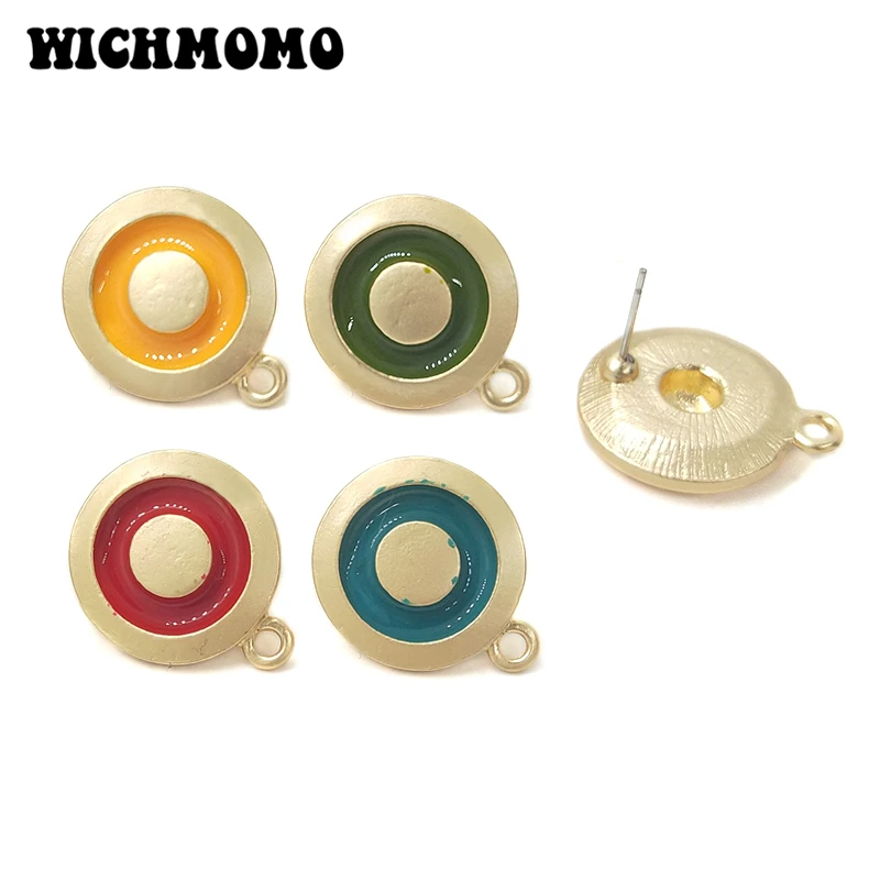 

2022 New 22*18mm 6pieces High Quality Zinc Alloy Drop Oil Round Earring Base Connectors for DIY Earring Jewelry Accessories