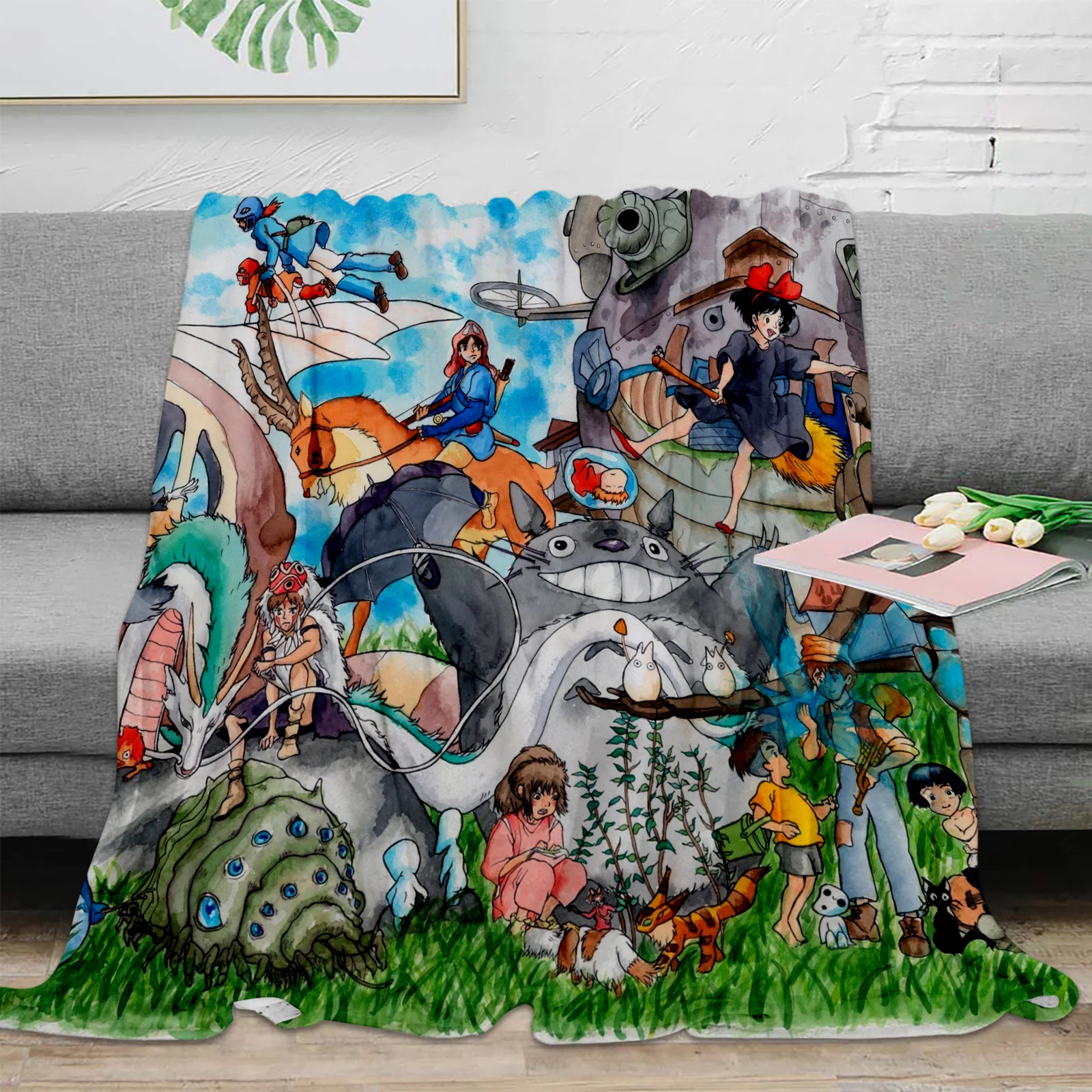 

Cartoon Cute Totoro Throw Blanket For Sofa Bed Bedroom Bedspread Soft Microfiber Flannel Throw Blanket For Kids Gifts