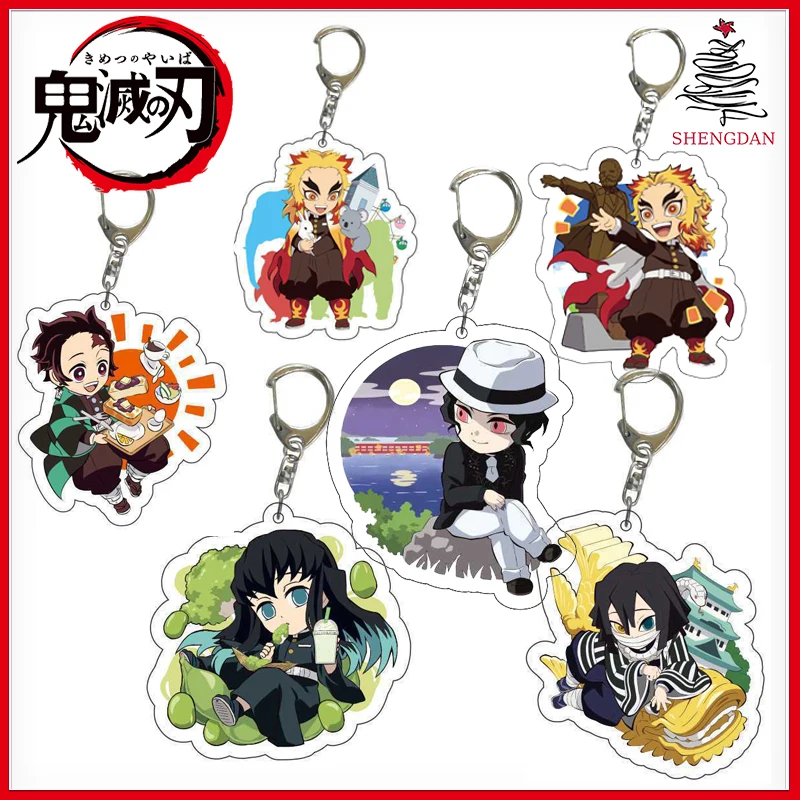 

Anime Demon Slayer Keychain Acrylic Kimetsu no Yaiba Blade of Ghost Keychains Key Cover Chain Key Ring Badge Jewelry Accessories