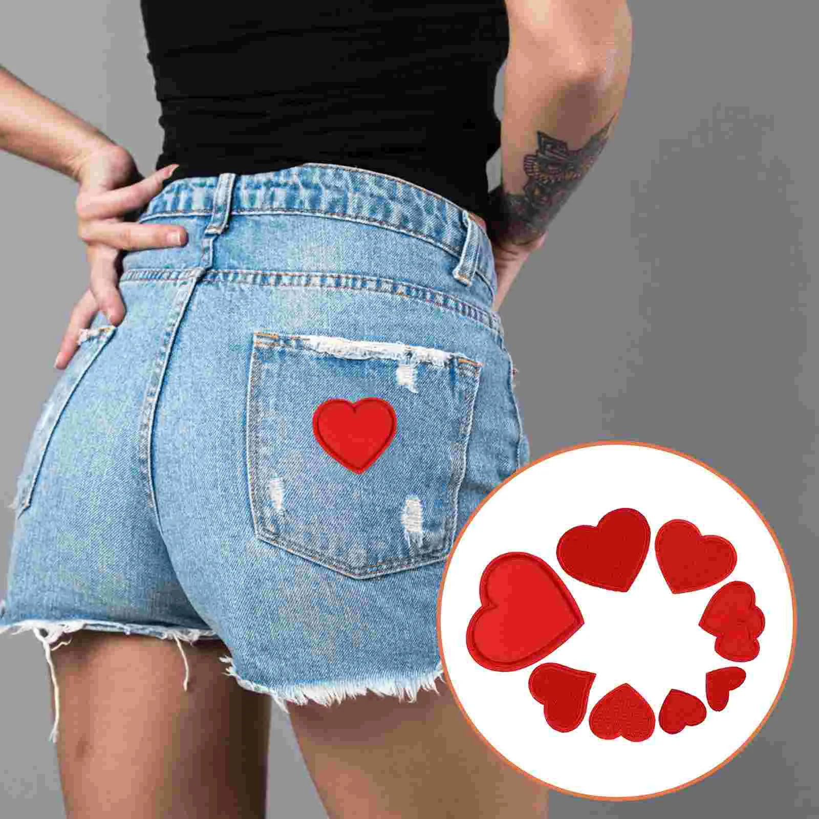 

Heartiron Patch Applique Embroidered Clothes Red Sew Shapeddiy Clothing Repair Sewing Appliques Decoration Love Pants Holes