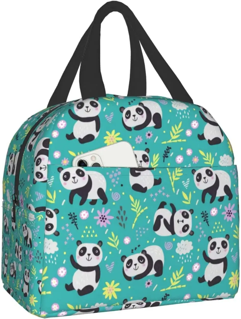 

Pandas Lunch Bag for Women Girls Kids Insulated Picnic Pouch Thermal Cooler Bags for School Work Travel