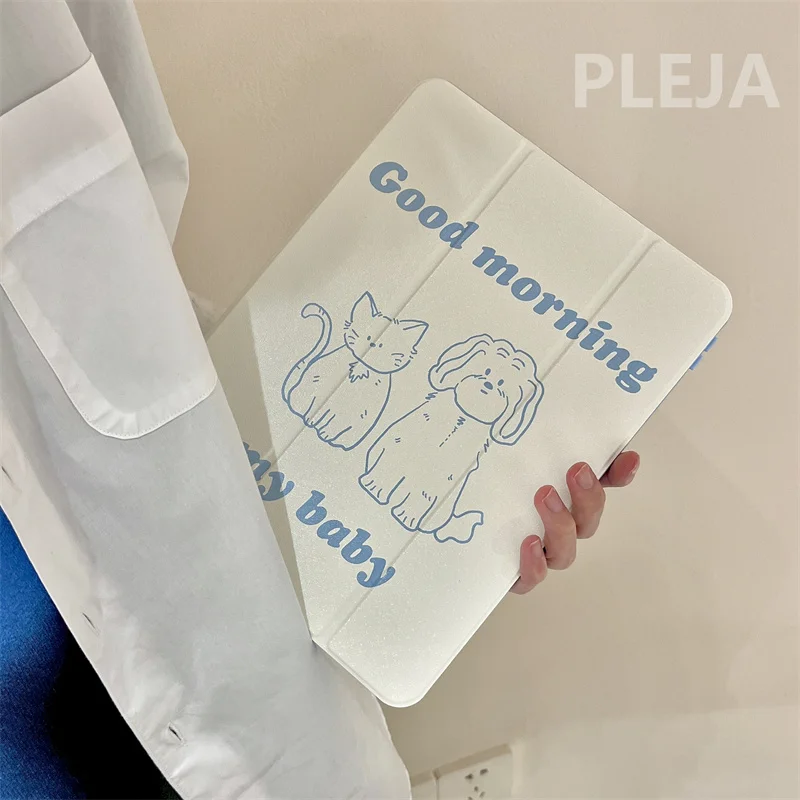 

Симпатичный мультяшный защитный чехол с собакой для iPad 10,2/9,7/10,5/11 дюймов Pro 12,9 дюймов 2021 Mini 6 Air 5/4 чехол с держателем слота для карандаша