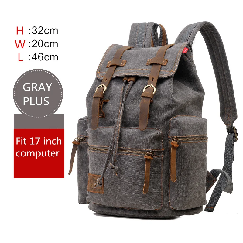 

AUGUR New Men's 17 inch laptop backpack computer school s men's vintage canvas large capacity travel bag