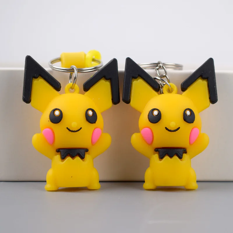 

Pokemon Kawaii Pikachu PVC Soft Plastic Anime Pendant Key Chain Cute Pika Small Pendant Pet Elf Bag Car Key Hanging Accessories