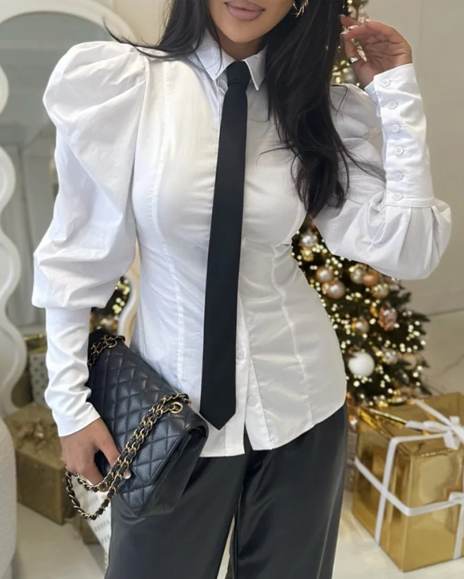 Рубашка с откидным воротником и длинными рукавами женская модная повседневная