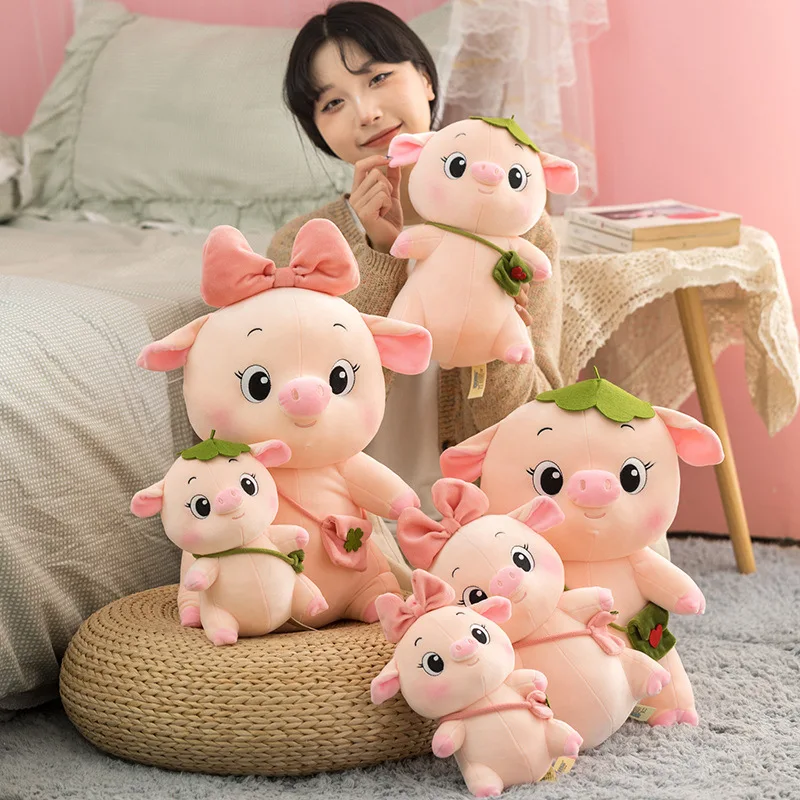 Новый мягкий розовый лук свинка плюшевая игрушка высокое качество лотос лист