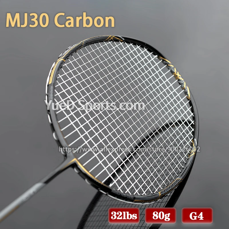 100% Japan MJ30 Carbon Fiber Badminton Rackets With Strings Bags Professional Training Racquet Max Tension 32LBS Speed Sports