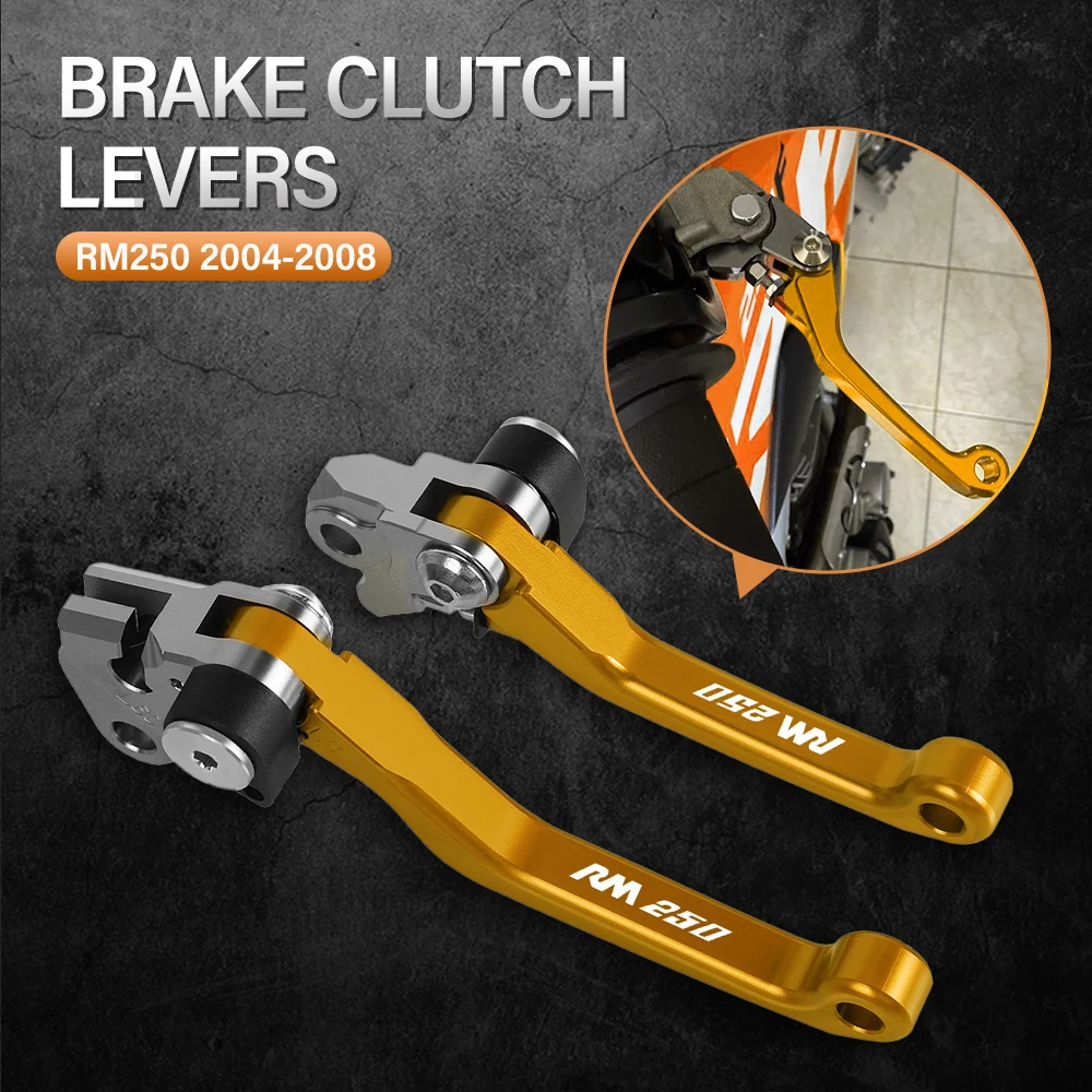 

DirtBike For SUZUKI RM250 2004 2005 2006 2007 2008 Motorcoss Pit Dirt Bike Pivot Foldable Brake Clutch Levers With LOGO RM250
