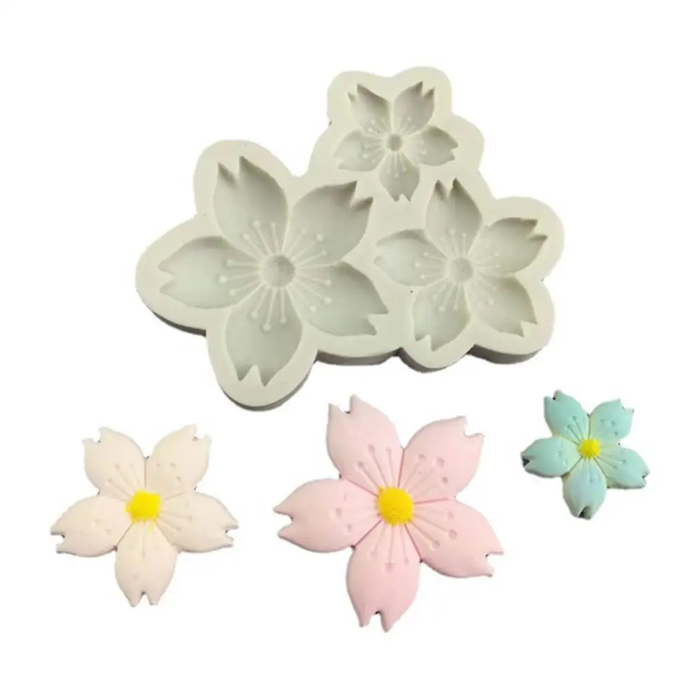 

High Temperature Resistance Silicone Pastry Molds With Cherry Blossom Shape Household Cake Decoration Easy To Clean Baking Molud