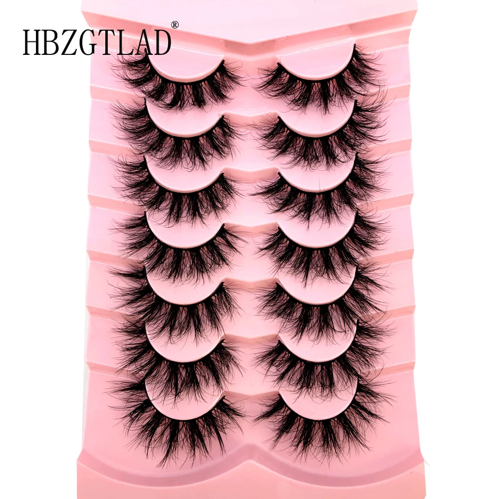 

False Eyelashes Cat-Eye Fluffy Faux Mink Lashes 8D Wispy Lashes 7 Pairs Pack Dramatic Long Thick Volume Fake Eye Lash Multipack