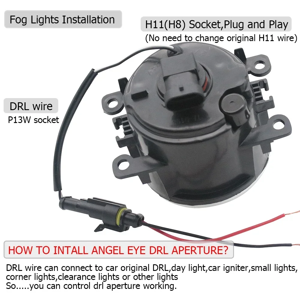 Фото Светодиодные противотуманные фары в сборе для Nissan Armada Frontier Interstar Kix Navara D40 Pathfinder R51 R52 Pixo Angel Eyes DRL Halo Daylight №4