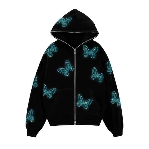 Y2K Hoodies Zipper Sweatshirt Hip-hop Rhinestone Clothes Hooded Jacket Streetwear Retro E-girl Harajuku Women Female Zip Up 2022