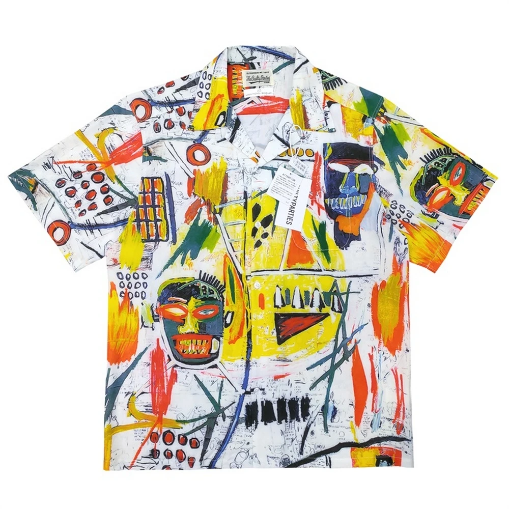 

Graffiti Pattern Full Print Breathable Shirts WACKO MARIA Shirts Men Women High Quality Hawaiian Streetwear Casual Shirts Tees