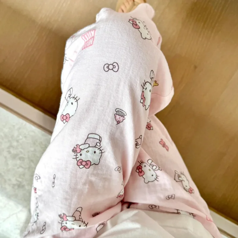 Sanrio Hello Kitty пижамные штаны из чистого хлопка широкие Kawaii летние повседневные