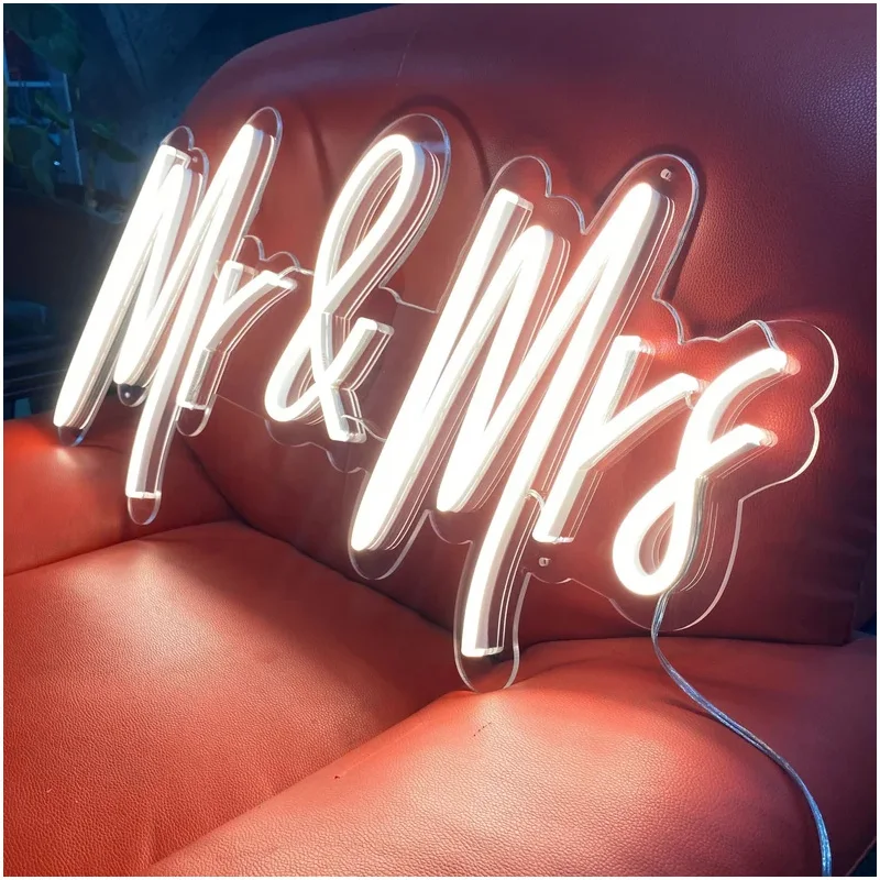 

Mr and Mrs Neon Sign Custom Led Neon Light Sign for Wedding Marriage Memorial Day Decoration Decor Love Party