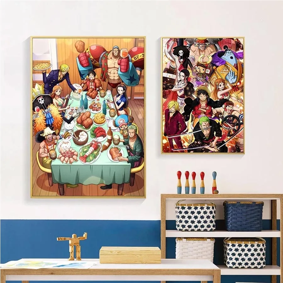 

Anime One Piece 5D DIY Diamond Painting Luffy Zoro Have A Meal Full Diamond Mosaic Cross Stitch Embroidery Rhinestones Decor