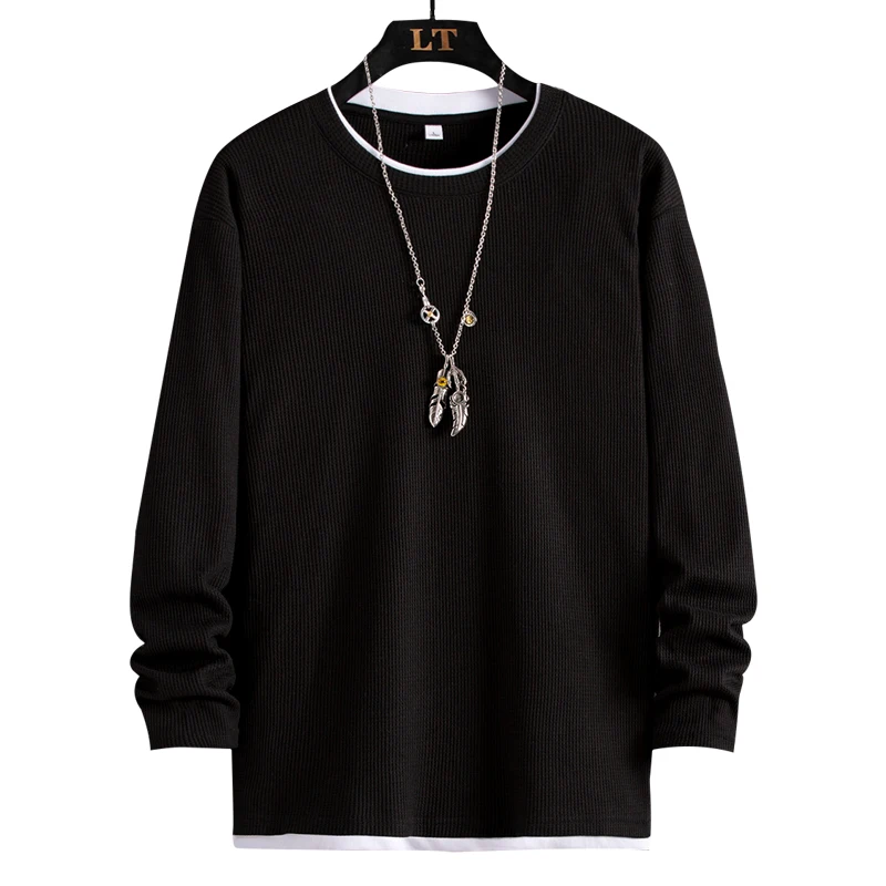 

Harajuku Men Casual Sweatshirt New Solid Color Long Sleeves Casual Men's Tops Fashion All Match Plus Size Bottoming Shirt Male