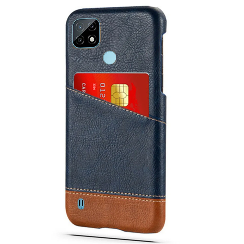 

Slim Case For Realme C21 Case Card Slot Holder Mixed Splice PU Leather Cover For OPPO RealmeC21 C 21 RMX3201 Coque Case For C21