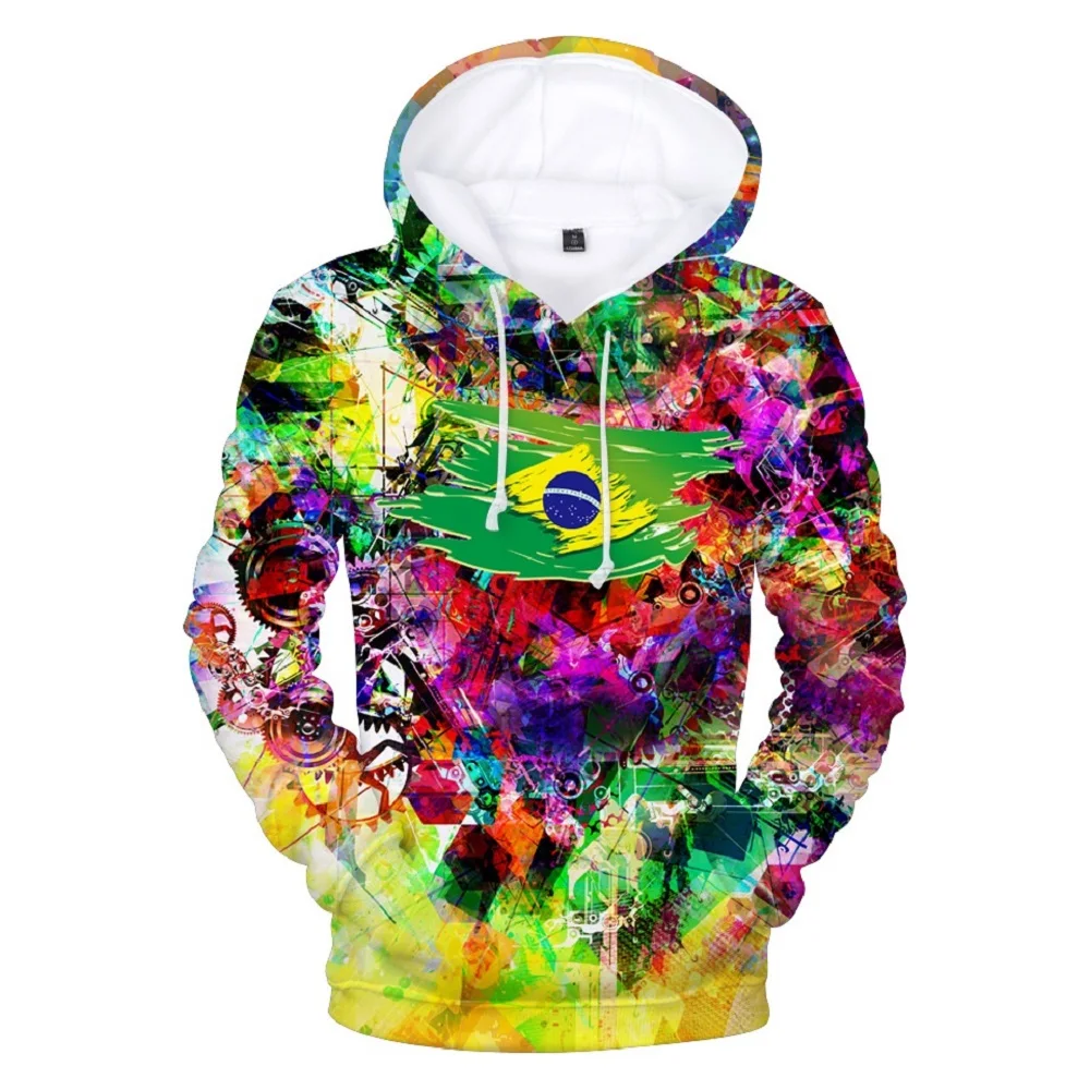 

Men Autumn Winter Sweater Brazil/Uruguay Flag Print Streetwear Oversized Hooded Sweatshirt Male Coat Clothes Men's Sweat-shirt