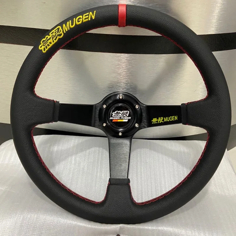

New 14inch MUGEN Genuine Leather Drifting Steering Wheel For Honda Racing Car
