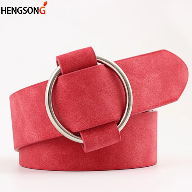 

Ремень с круглой пряжкой Женский, модный пояс из искусственной кожи, повседневный аксессуар для одежды