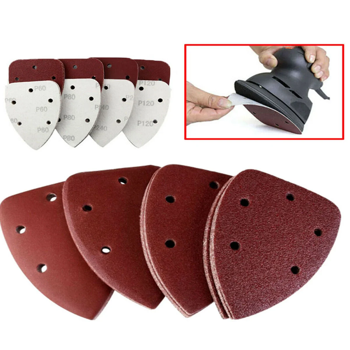 

Sanding Sander Detail Sheets Triangle Hook Paper Sandpaper Palm Mouse Discs Holes Pads