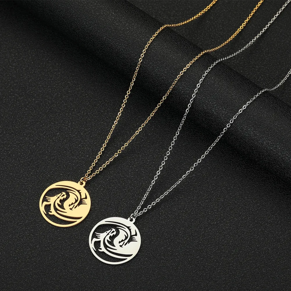 Ожерелье с подвеской в виде дракона для женщин и мужчин колье из нержавеющей