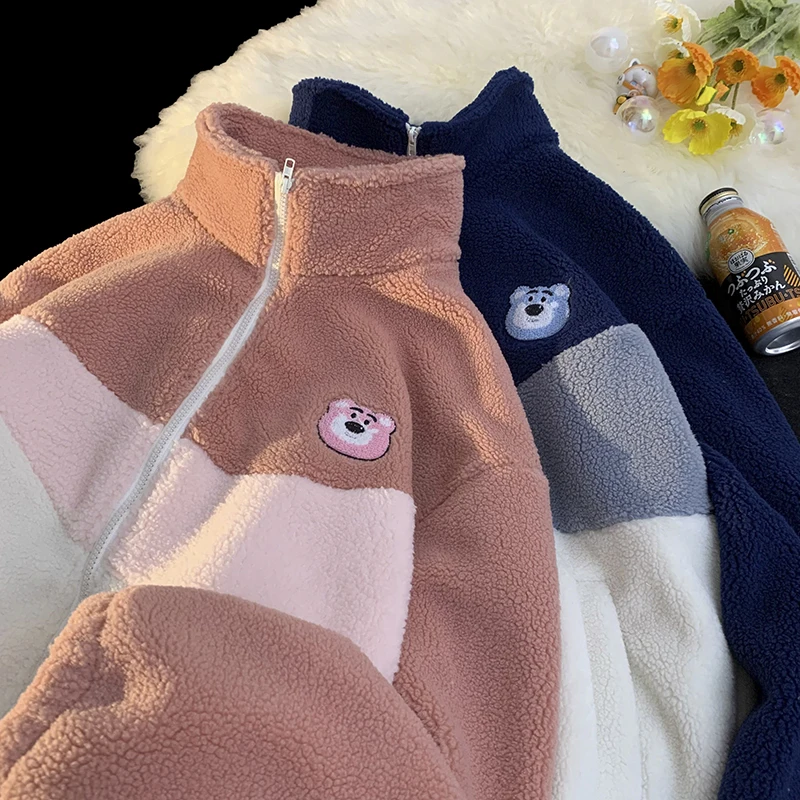 

Privathinker Kawaii Bear женские куртки из овечьей шерсти зимние новые парки с стоячим воротником модная теплая одежда унисекс Женские пальто