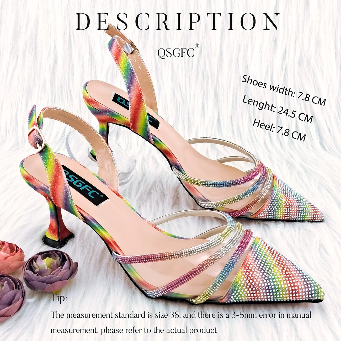 Rainbow Color High Quality PU Leather Italian Design Women Shoes African Mature Style Matching Shoes