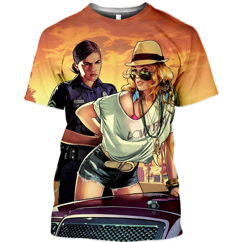 Новинка 3D мультяшный персонаж из мультфильма Grand Theft Auto Game летняя крутая футболка