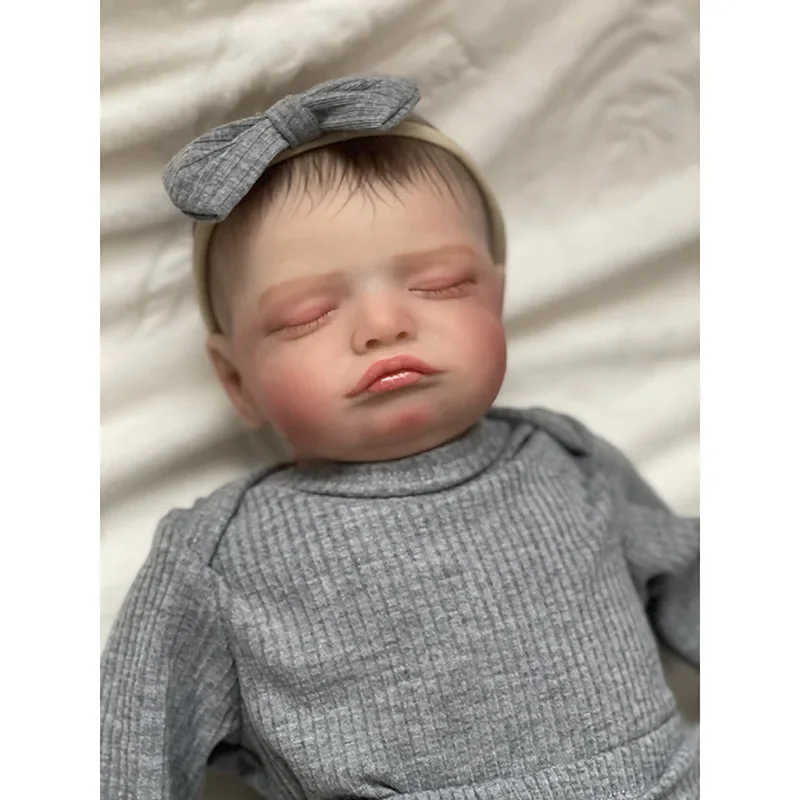 19inch Reborn Bebe Rosalie Newborn Dolls Sleeping Baby Handmade Painted Lifelike 3D Skin with Visible Veins