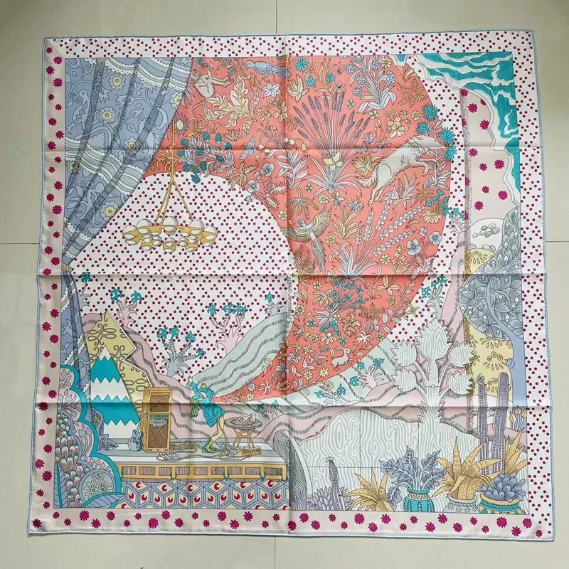 Женский шелковый шарф-накидка большой квадратный платок 35 х35 100% шелк